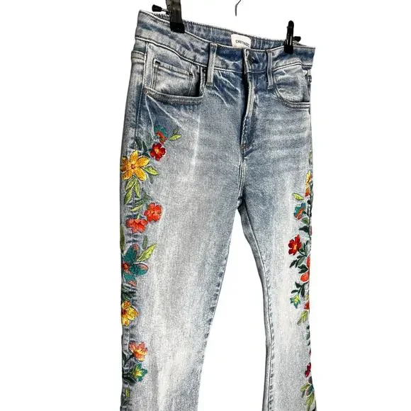 Driftwood x Free People Farrah Embroidered Flare Jeans Size 25 - Picture 3 of 7